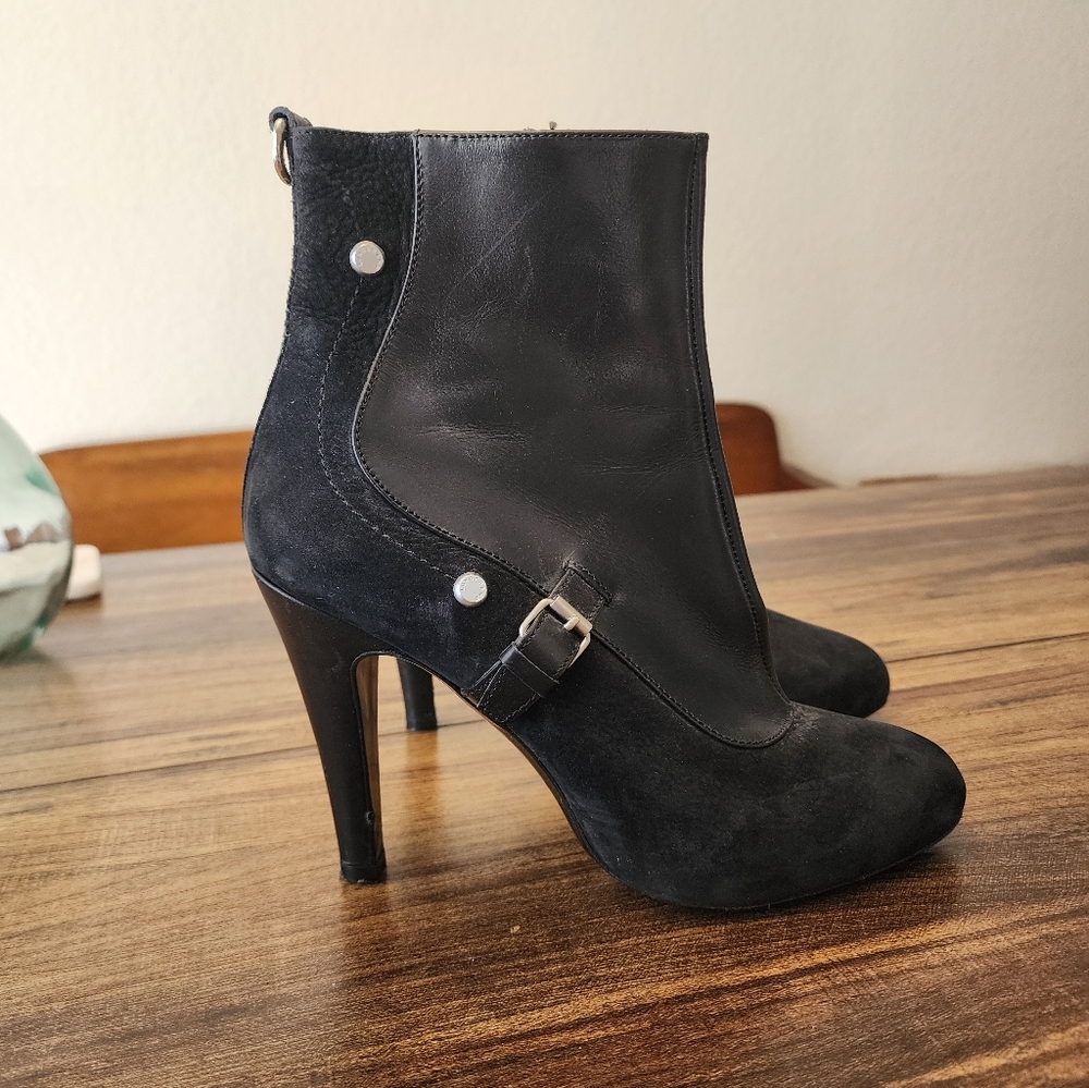 LONGCHAMP BALZANE LEATHER BOOTS SZ 38 7 Lambskin Leather Heels Shoes
